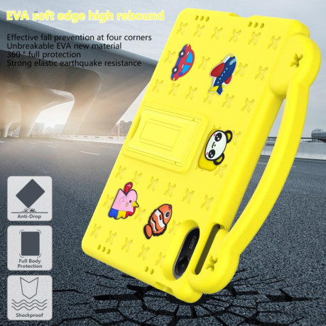 Противоударный чехол EVA Handle Kickstand Children для Xiaomi Redmi Pad 2 11 2025 - жовтий