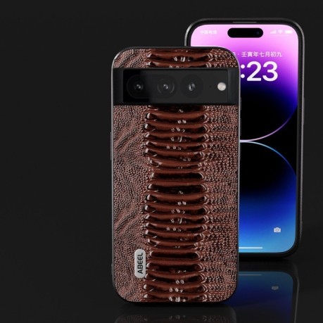 Кожаный Чехол ABEEL Genuine Leather Weilai Series для Google Pixel 8 Pro - кофейный