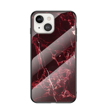Стеклянный чехол Marble Pattern для iPhone 14/13 - Blood Red
