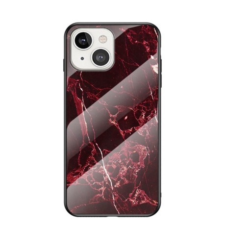 Стеклянный чехол Marble Pattern для iPhone 13 mini - Blood Red