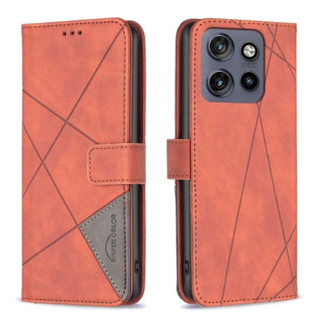 Чохол-книжка Rhombus Texture для Motorola Edge 50 Neo - коричневий