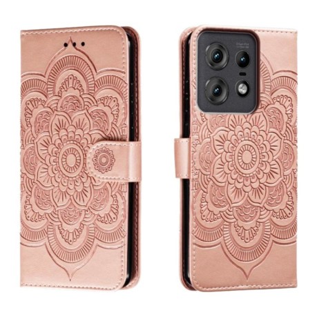 Чехол-книжка Sun Mandala Embossing Pattern для Motorola Edge 50 Pro - золото