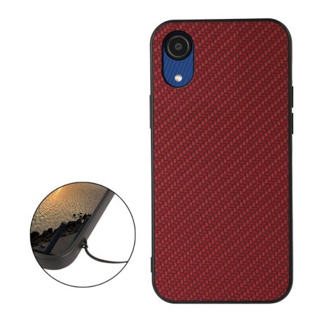 Противоударный чехол Carbon Fiber Skin для Samsung Galaxy A03 Core  - красный