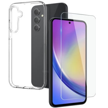 Чохол NORTHJO Transparent TPU Phone Case with Tempered Glass для Samsung Galaxy A35 5G - прозорий