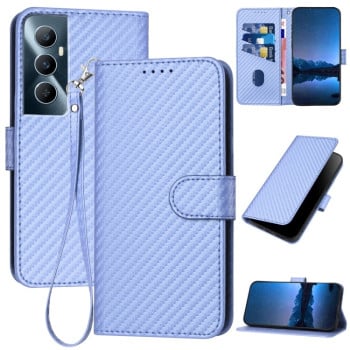 Чехол-книжка Carbon Fiber Texture на Realme C65 4G - фиолетовый