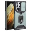 Противоударный чехол Sliding Camera Design для Samsung Galaxy S22 Ultra 5G - зеленый