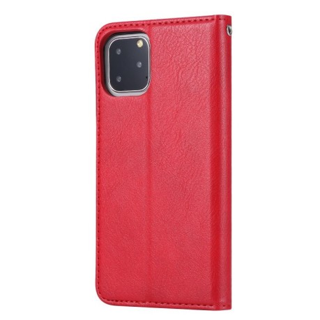 Кожаный чехол- книжка Knead Skin Texture на iPhone 11 Pro- красный