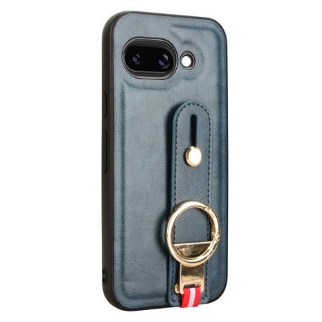 Противоударный чехол Wristband Leather Back для Google Pixel 9a - синий