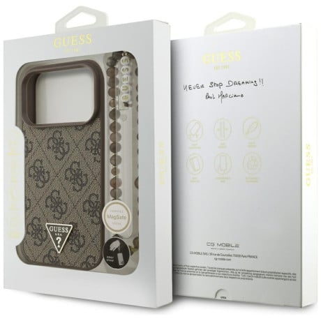 Оригинальный чехол Guess 4G Strap Triangle Logo с MagSafe на iPhone 17 Pro - brown