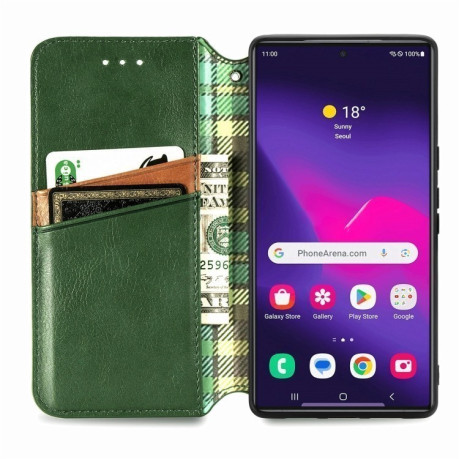 Чехол-книжка Cubic Grid для Samsung Galaxy S25 Ultra 5G - зеленый