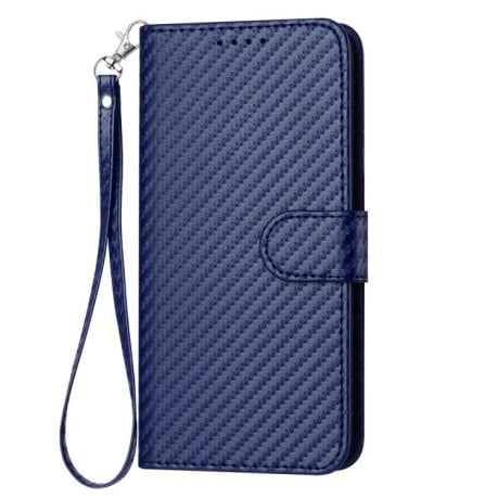 Чехол-книжка Carbon Fiber Texture на Xiaomi Poco F7 - синий