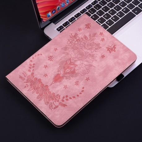 Чехол-книжка Butterfly Rose Embossed для Xiaomi Pad 7 / Pad 7 Pro - розовый