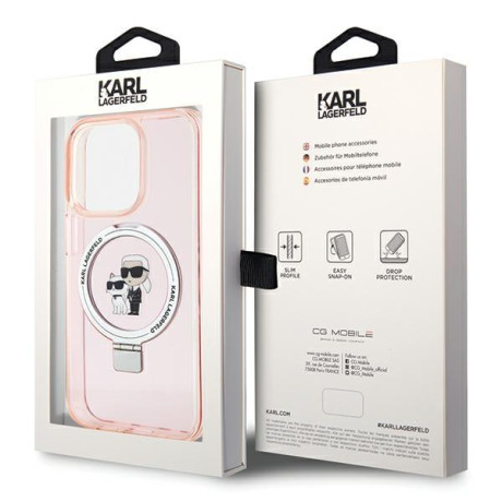 Оригинальный чехол Karl Lagerfeld Ring Stand Karl Choupette MagSafe для iPhone 15 Pro Max - pink(KLHMP15XHMRSKCP)
