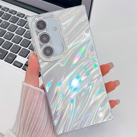 Протиударний чохол Plating Glitter Texture TPU with Lens Film для Samsung Galaxy S25+ 5G - White Water Ripples
