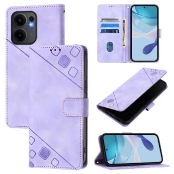 Чехол-книжка Skin-feel Embossed для OPPO Reno13 F/Reno13 FS- фиолетовый