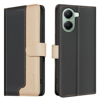 Чехол-книжка Color Matching RFID Anti-theft Leather для Xiaomi Poco X7 Pro - черный