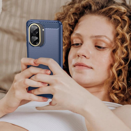 Протиударний чохол Brushed Texture Carbon Fiber на Xiaomi Redmi A5 4G 173.3mm - синій