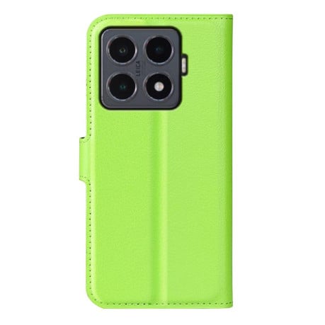 Чехол-книжка с фактурой Litchi и магнитным хлястиком на Xiaomi 15T Pro - зеленый