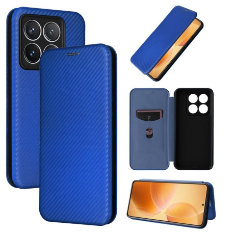 Чехол-книжка Carbon Fiber Texture на Xiaomi 14T Pro - синий