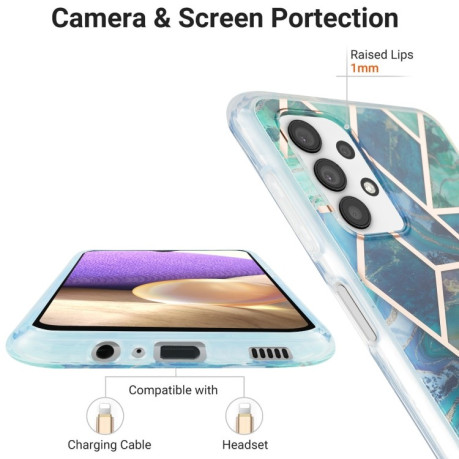 Противоударный чехол  IMD Splicing Marble для Samsung Galaxy A13 4G - зеленый