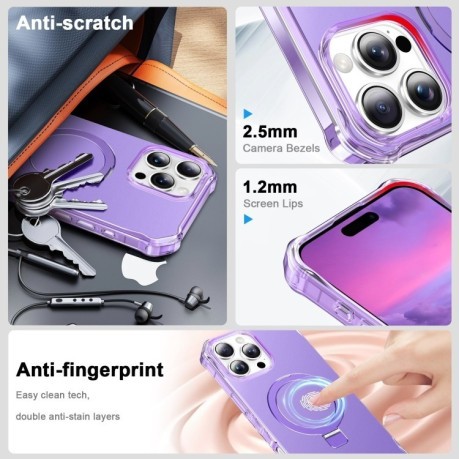 Противоударный чехол Solid Color Wave MagSafe Holder для iPhone 16 Pro Max - фиолетовый