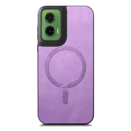 Чехол Retro MagSafe Magnetic PU на Motorola Moto G35 - фиолетовый