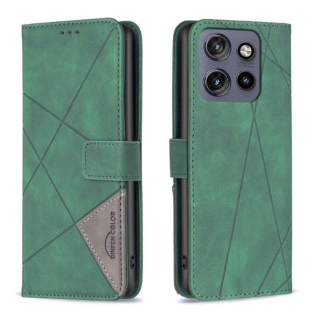 Чехол-книжка Rhombus Texture для Motorola Edge 50 Neo - зеленый