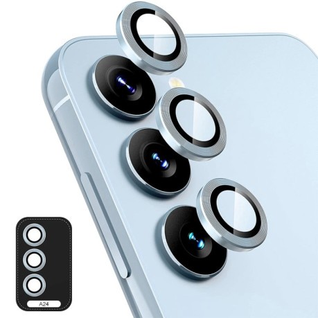 Защитное стекло на камеру ENKAY Aluminium для Samsung Galaxy A15 4G / 5G - голубое