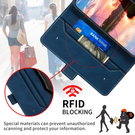 Чехол-книжка Stitching Side-Magnetic RFID для Samsung Galaxy S23 5G - синий
