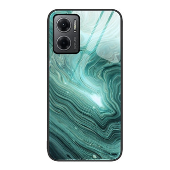 Противоударный стеклянный чехол Marble Pattern Glass на Xiaomi Redmi Note 11E/Redme 10 5G - Water Waves