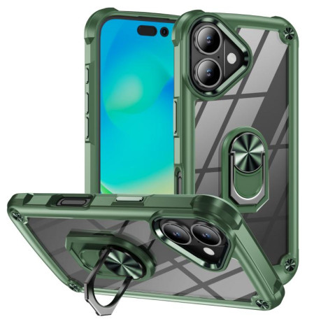 Противоударный чехол Acrylic Ring Holder на For iPhone 17 - зеленый