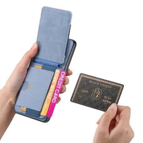 Чехол Cross Leather Ring Vertical Zipper Wallet для Realme 13 Pro / 13+ - синий