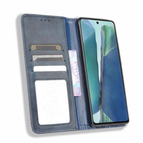 Чехол-книжка Magnetic Buckle Retro на Samsung Galaxy S20 FE - синий