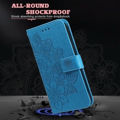 Чохол-книжка 7-petal Flowers Embossing для Xiaomi Redmi Note13 Pro 4G Global/Poco M6 Pro 4G - синій