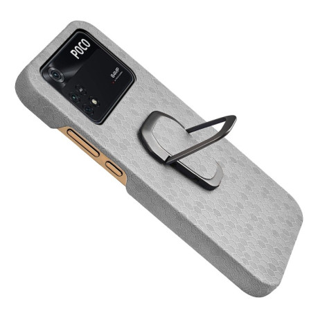Противоударный чехол Honeycomb Ring Holder для Xiaomi Poco M4 Pro 5G - серый