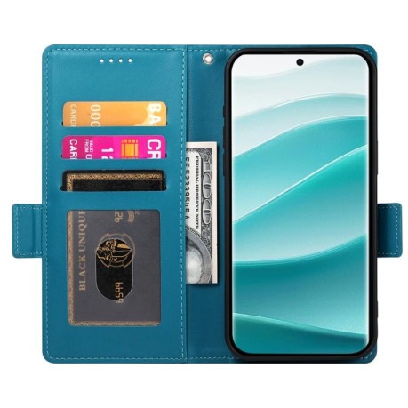Чехол-книжка Side Buckle Magnetic Frosted Leather для Xiaomi Redmi Note 14 Pro 4G - синий