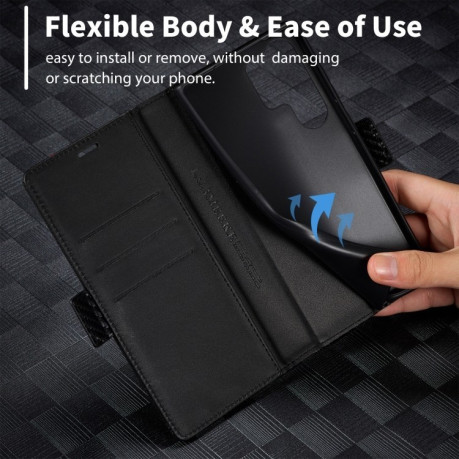 Чехол-книжка LCIMEEKE Carbon Fiber для Samsung Galaxy S25 Ultra 5G - Black