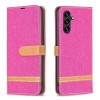 Чохол-книжка Color Matching Denim Texture на Samsung Galaxy A55 5G - пурпурно-червоний