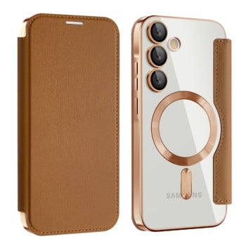 Чохол-книжка Shield MagSafe RFID Anti-theft Leather для Samsung Galaxy A55 5G - коричневий