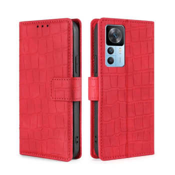 Чохол-книжка з м'яким покриттям (Skin Feel), фактура крокодил (Crocodile Texture) на Xiaomi Redmi K50 Ultra/Xiaomi 12T/Xiaomi 12T Pro - червоний