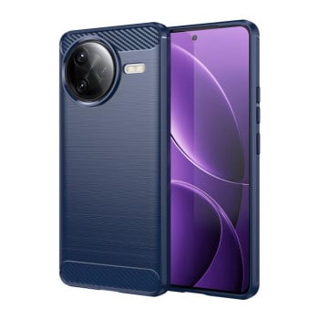 Противоударный чехол Brushed Texture Carbon Fiber на Xiaomi Poco F7 Ultra - синий