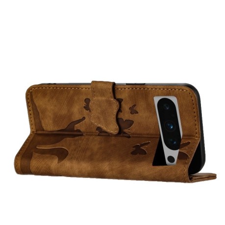 Чохол-книжка Cat Embossing Pattern на Google Pixel 8 Pro - коричневий