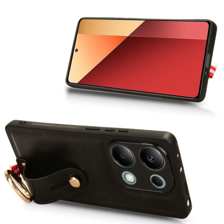 Противоударный чехол Wristband Leather Back для Xiaomi Redmi Note Redmi Note 14S/ 13 Pro 4G / POCO M6 Pro 4G - черный