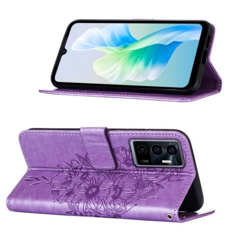 Чехол-книжка Embossed Butterfly для Vivo S10e 5G/V23e 4G/V23E 5G/Y75 4G - фиолетовый