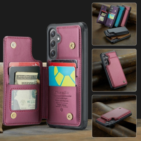 Чехол CaseMe C22 Card Slots Holder RFID Anti-theft для Samsung Galaxy S24 FE 5G - красный