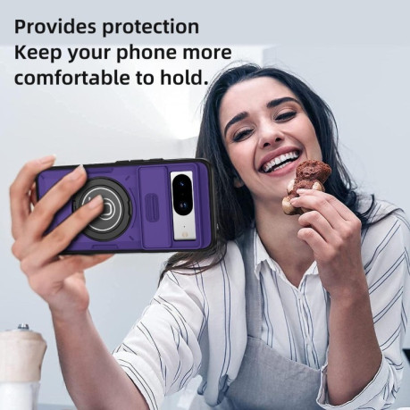 Протиударний чохол Sliding Camshield Magsafe Holder для Google Pixel 8a - фіолетовий