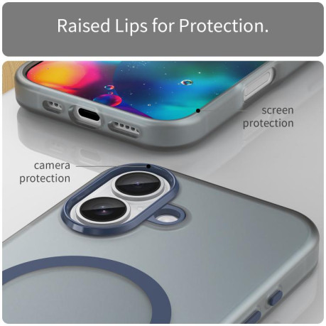 Противоударный чехол MagSafe Frosted Translucent TPU + PC для iPhone 17 - синий