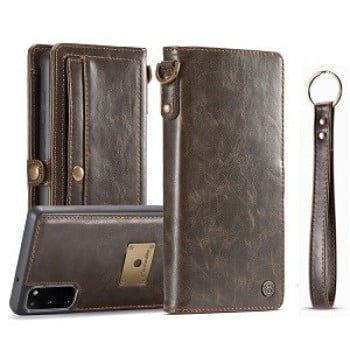 Кожаный чехол- книжка CaseMe на Samsung Galaxy S20  Crazy Horse Texture - кофейный