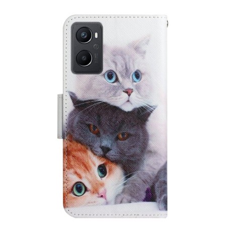 Чохол-книжка Colored Drawing Pattern для Realme 9i/OPPO A76/A96 - 3 Cats