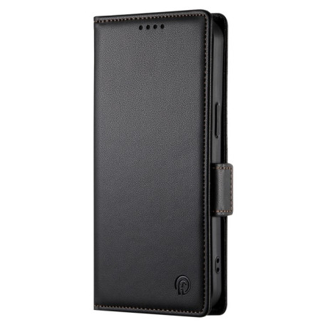 Чехол-книжка Side Buckle Magnetic Frosted Leather для iPhone 16 Pro - черный